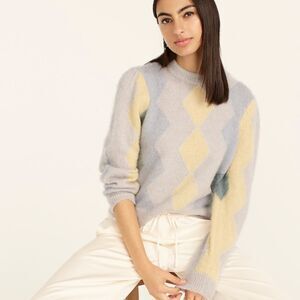 NEW J. Crew Diamond-checked cropped crewneck sweater- Size S